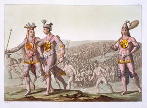 Chief Outina, Enemy of Saturiba, Walks Among his Followers, plate 58 from Le Costume Ancien et Moderne by Jules Ferrario